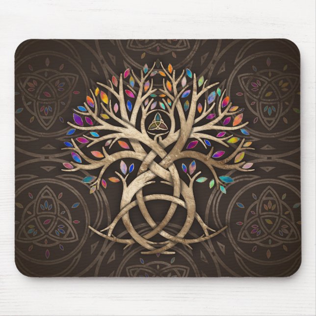 Triquetra Tree of life Colourful leaves Mouse Mat (Front)