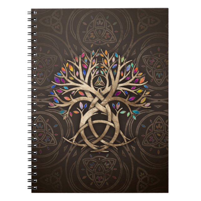 Triquetra Tree of life Colourful leaves Notebook (Front)