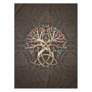 Triquetra Tree of life Colourful leaves Tablecloth