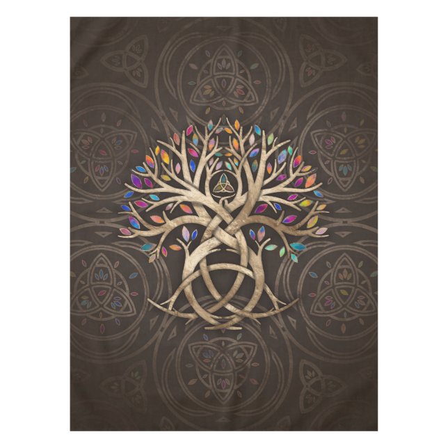 Triquetra Tree of life Colourful leaves Tablecloth (Front)