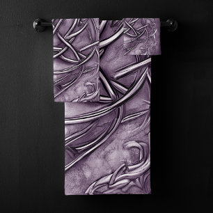 Triquetra Trinity Knot Lavender Purple Faux Metal Bath Towel Set