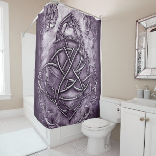 Triquetra Trinity Knot Lavender Purple Faux Metal Shower Curtain