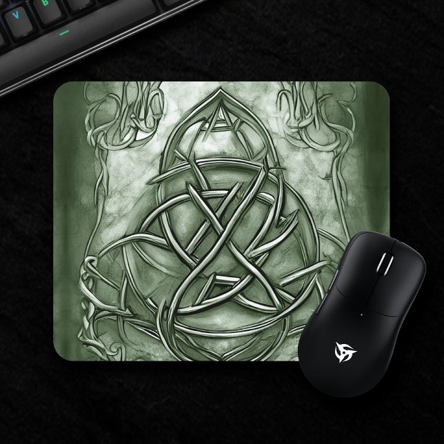 Triquetra Trinity Knot Sage Green Faux Metallic Mouse Mat (Creator Uploaded)