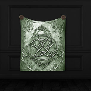 Triquetra Trinity Knot Sage Green Faux Metallic Tapestry
