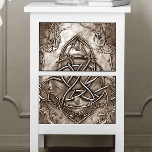 Triquetra Trinity Knot Sepia Faux Metallic Tin Tissue Paper