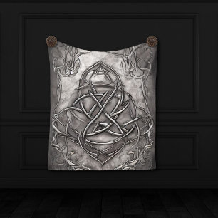 Triquetra Trinity Knot Silvery Pewter Faux Metal Fleece Blanket