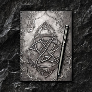 Triquetra Trinity Knot Silvery Pewter Faux Metal Notebook