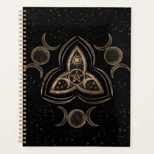 Triquetra Triple Moon Ornament with Pentagram Planner