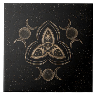 Triquetra Triple Moon Ornament with Pentagram Tile