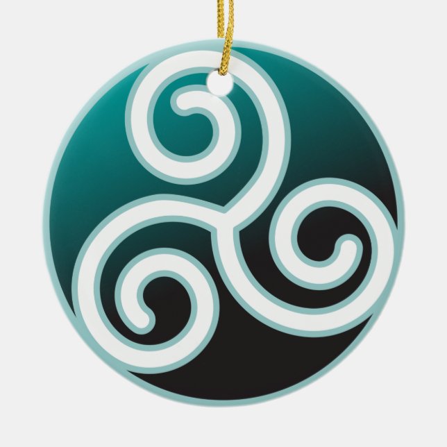 Triskele Celtic Spiral Ceramic Tree Decoration (Front)