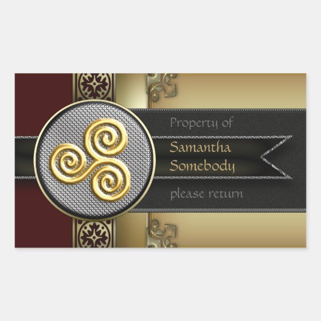 Triskele Decorative Bookplate Rectangular Sticker (Front)
