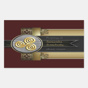 Triskele Decorative Bookplate Rectangular Sticker