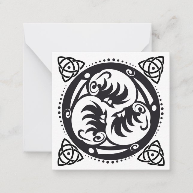 Triskelion Celtic Knot Mandala Design Black Card (Front)