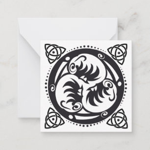 Triskelion Celtic Knot Mandala Design Black Card
