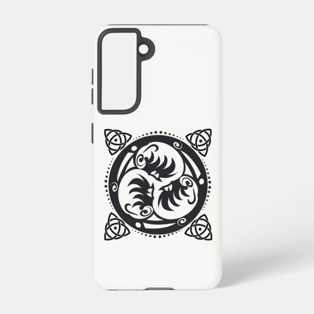 Triskelion Celtic Knot Mandala Design Black Samsung Galaxy S21 Case (Back)
