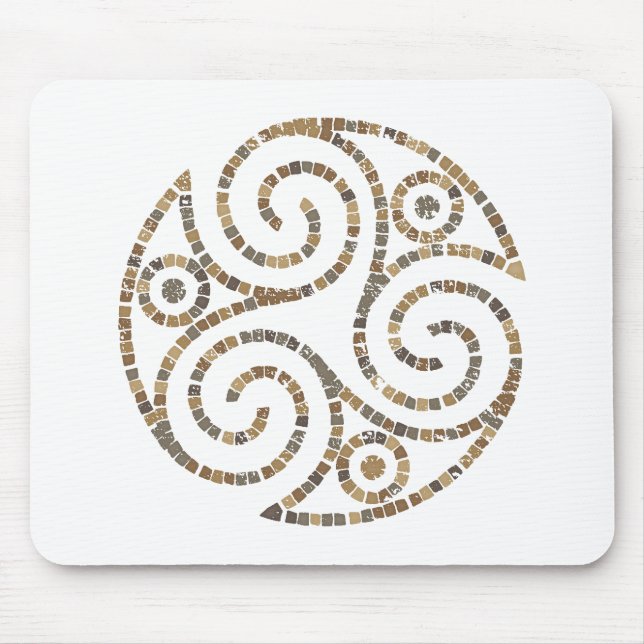 Triskelion Celtic – Triple spiral symbol – Mosaic  Mouse Mat (Front)