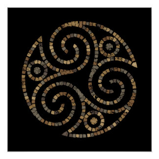 Triskelion Celtic – Triple spiral symbol – Mosaic Poster