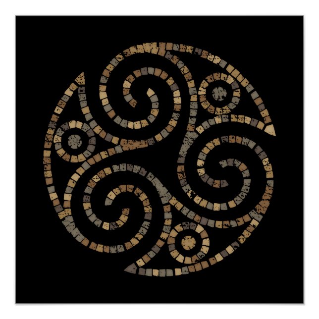 Triskelion Celtic – Triple spiral symbol – Mosaic  Poster (Front)