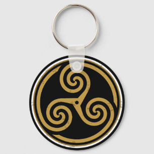 TRISKELION TRIPLE CELTIC SPIRAL KEY RING