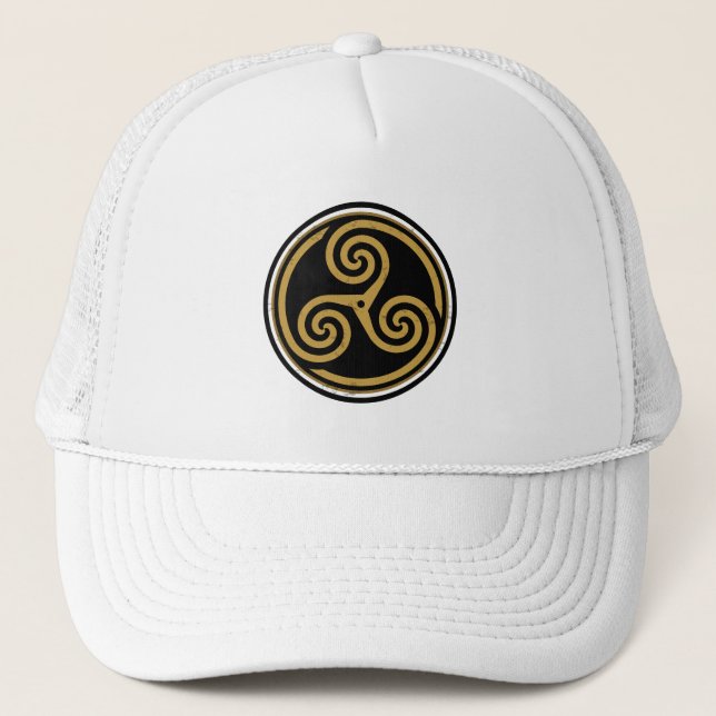 TRISKELION TRIPLE CELTIC SPIRAL TRUCKER HAT (Front)