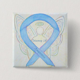 Trisomy 18 Awareness Angel Ribbon Art Pin