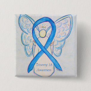 Trisomy 18 Awareness Angel Ribbon Art Pin