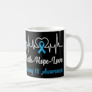 Trisomy 18 Awareness Heartbeat Christian Cross Fai Coffee Mug