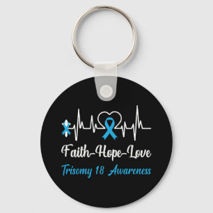 Trisomy 18 Awareness Heartbeat Christian Cross Fai Key Ring