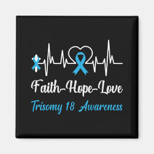 Trisomy 18 Awareness Heartbeat Christian Cross Fai Magnet