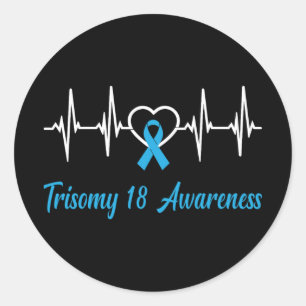 Trisomy 18 Awareness Light Blue Ribbon Love Heartb Classic Round Sticker
