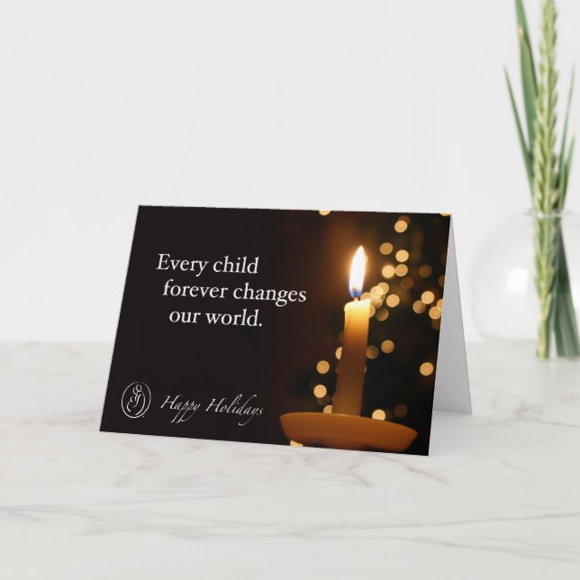 Trisomy 18 Foundation Happy Holidays Candle Quote Holiday Card (Front)