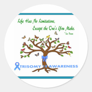 Trisomy 18 Life Has No Exceptions Classic Round Sticker