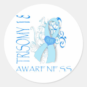 TRISOMY 18, TRISOMY 18 AWARENESS CLASSIC ROUND STICKER