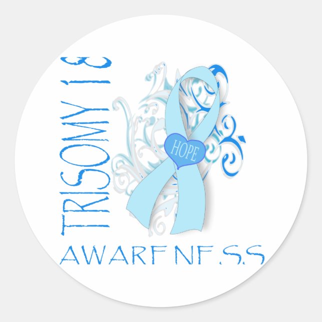 TRISOMY 18, TRISOMY 18 AWARENESS CLASSIC ROUND STICKER (Front)