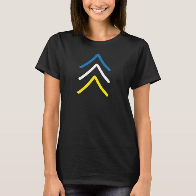 Trisomy 21 Down Syndrome Three Chromosome Arrows T-Shirt (Front)