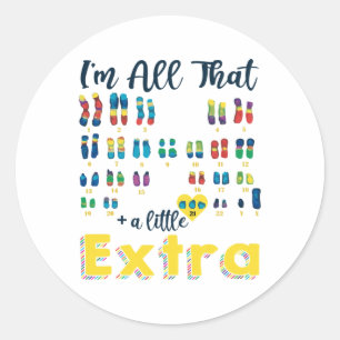 Trisomy 21 Xy Extra Chromosome Boy World Down Synd Classic Round Sticker