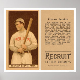 Tristam Speaker Red Sox Baseball 1912 Poster