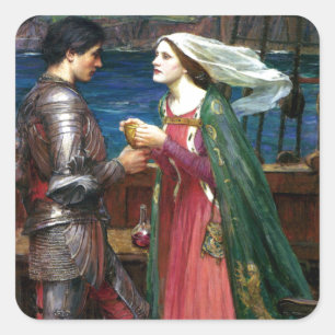 Tristan and Isolde by John William Waterhouse Square Sticker