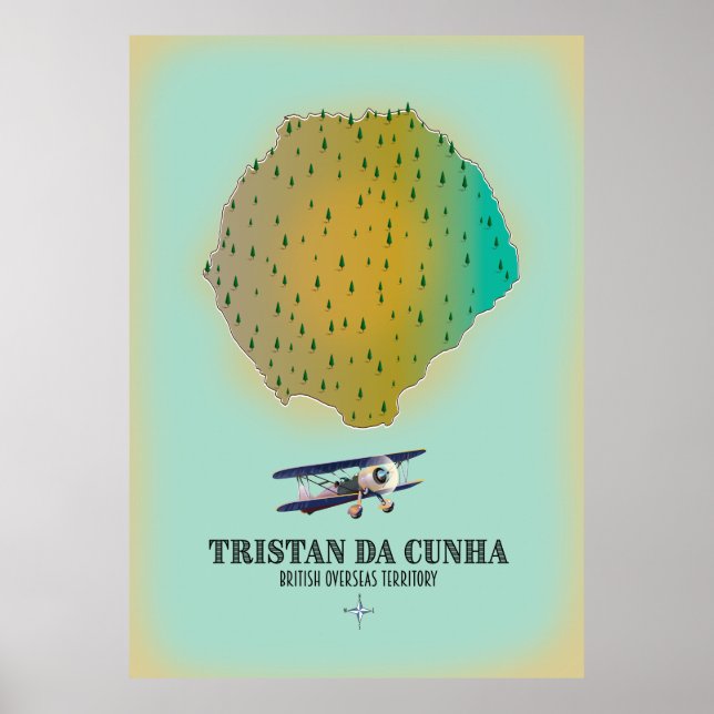 Tristan da Cunha British Overseas Territory map Poster (Front)
