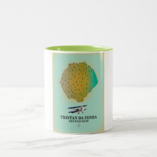 Tristan da Cunha British Overseas Territory map Two-Tone Coffee Mug