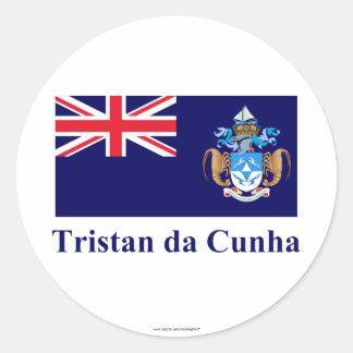 Tristan da Cunha Flag with Name Classic Round Sticker