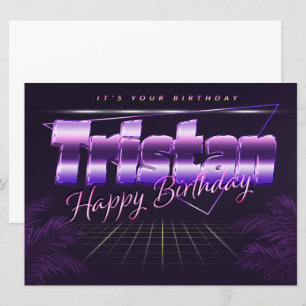 Tristan Name Vorname lila retro Karte Geburtstag Card