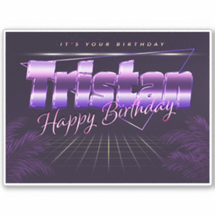 Tristan Name Vorname lila retro Sticker Geburtstag