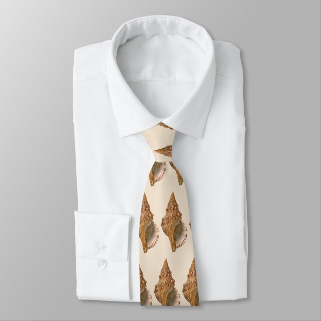 Triton Seashell Shell, Vintage Marine Ocean Animal Tie (Tied)