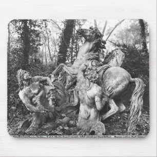 Tritons grooming two horses of the sun in grove mouse mat