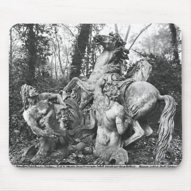 Tritons grooming two horses of the sun in grove mouse mat (Front)