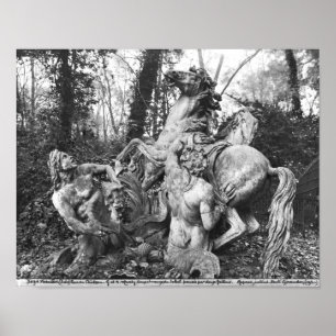 Tritons grooming two horses of the sun in grove poster