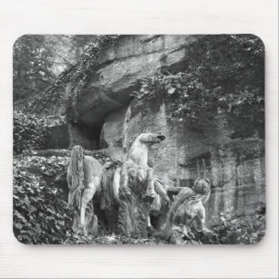 Tritons grooming two horses of the sun mouse mat