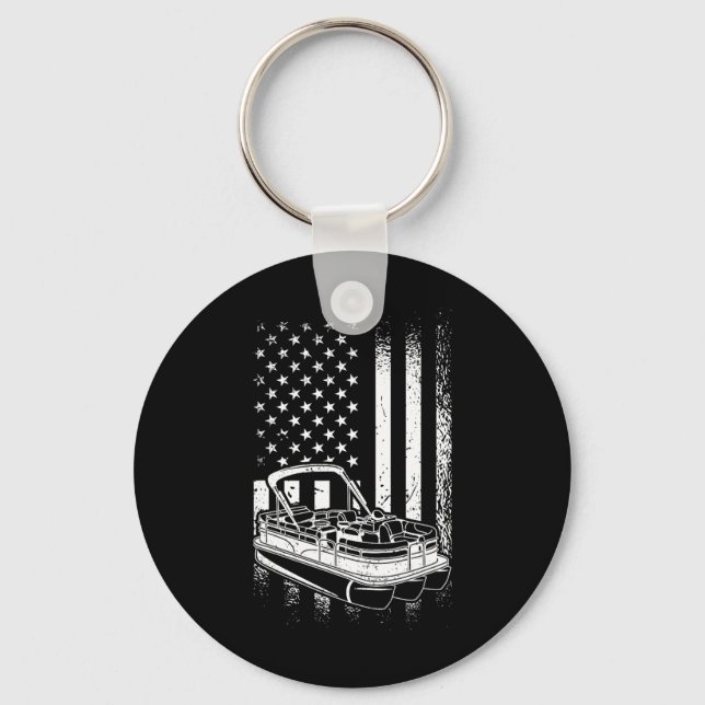 Tritoon Boat Boating - American Tritoon Captain  Key Ring (Front)