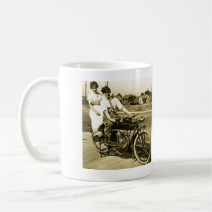 Triumph of Love Dating on a Motorcycle Vintage Coffee Mug